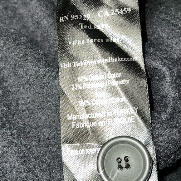 Ted Baker London Mens Black Fleece Lined Shawl collar Cardigan Size 3 M - Picture 8 of 8